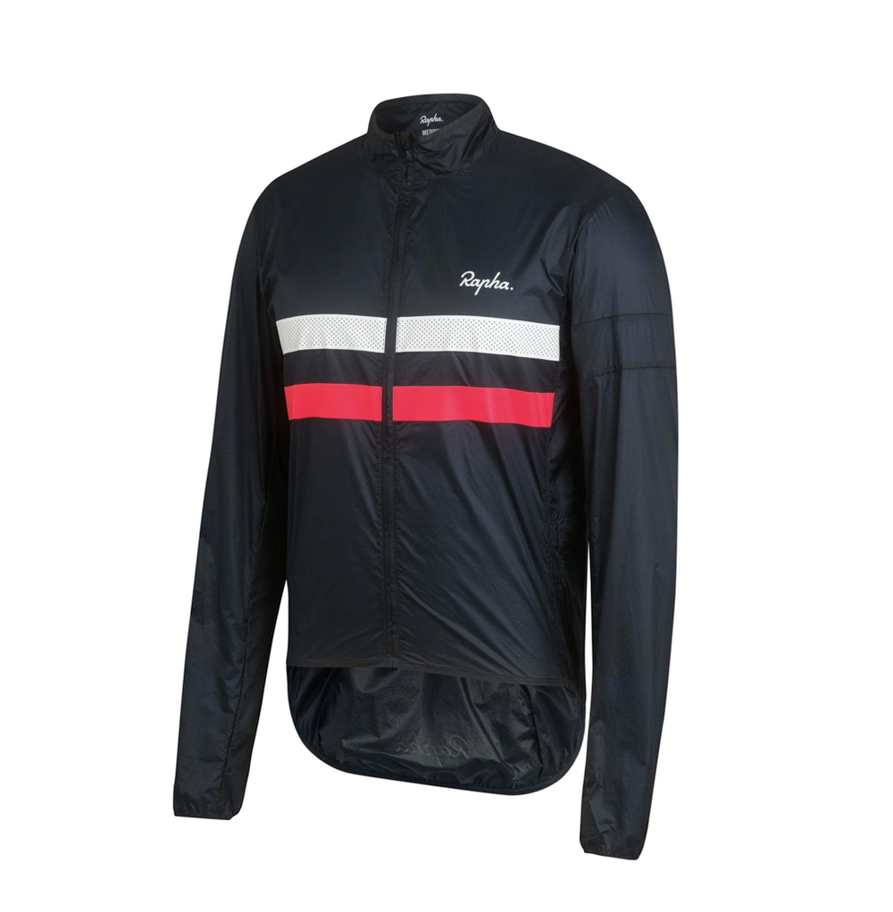 RAPHA Brevet Flyweight Wind Jacket Dark Navy/High-Vis Pink/White